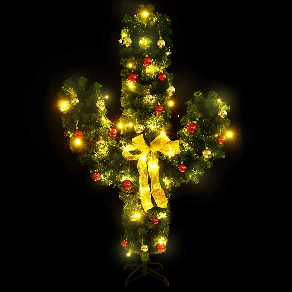 Kerstcactus met standaard en LED's 150 cm PVC groen is nu te koop bij PeponiXL, paradijselijk wonen!