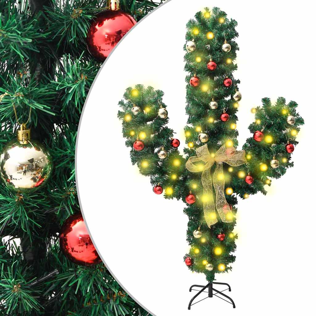 Kerstcactus met standaard en LED's 210 cm PVC groen is nu te koop bij PeponiXL, paradijselijk wonen!