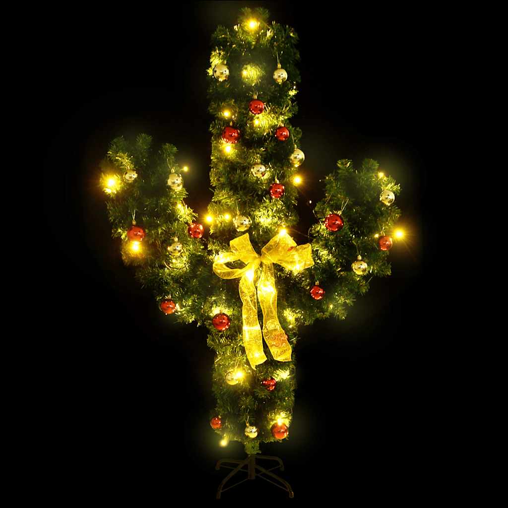 Kerstcactus met standaard en LED's 210 cm PVC groen is nu te koop bij PeponiXL, paradijselijk wonen!