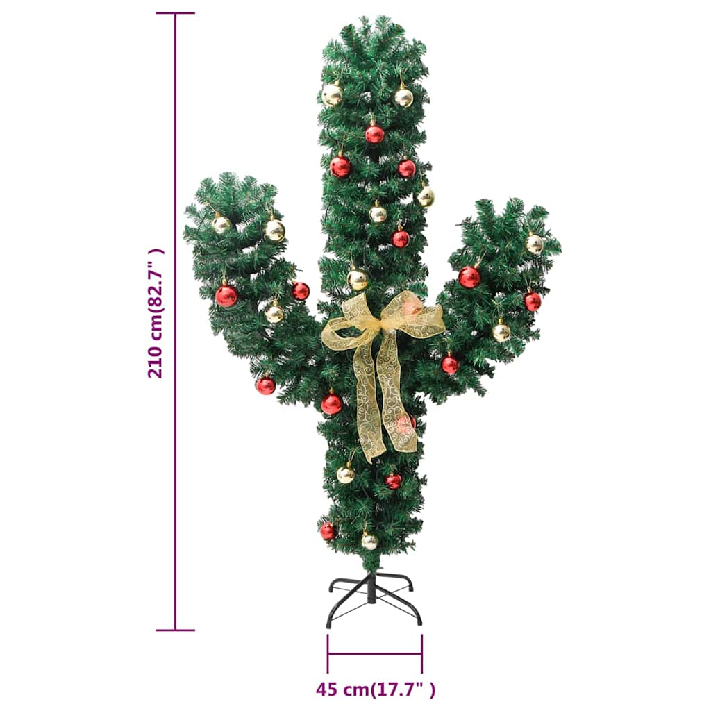 Kerstcactus met standaard en LED's 210 cm PVC groen is nu te koop bij PeponiXL, paradijselijk wonen!