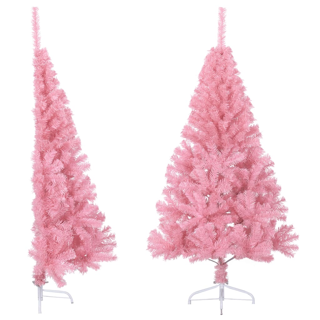Kunstkerstboom met standaard half 120 cm PVC roze is nu te koop bij PeponiXL, paradijselijk wonen!