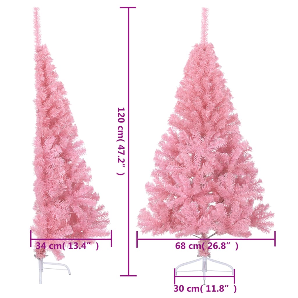 Kunstkerstboom met standaard half 120 cm PVC roze is nu te koop bij PeponiXL, paradijselijk wonen!