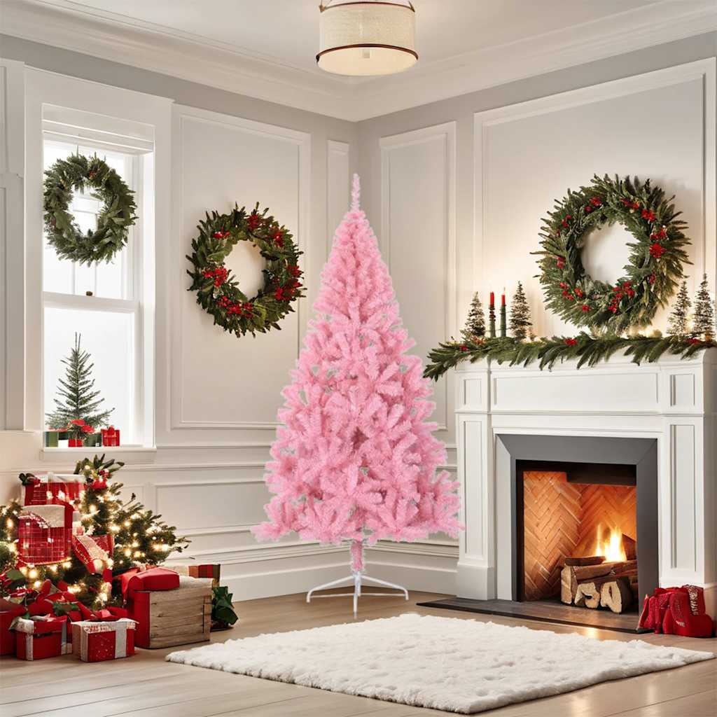 Kunstkerstboom met standaard half 180 cm PVC roze is nu te koop bij PeponiXL, paradijselijk wonen!