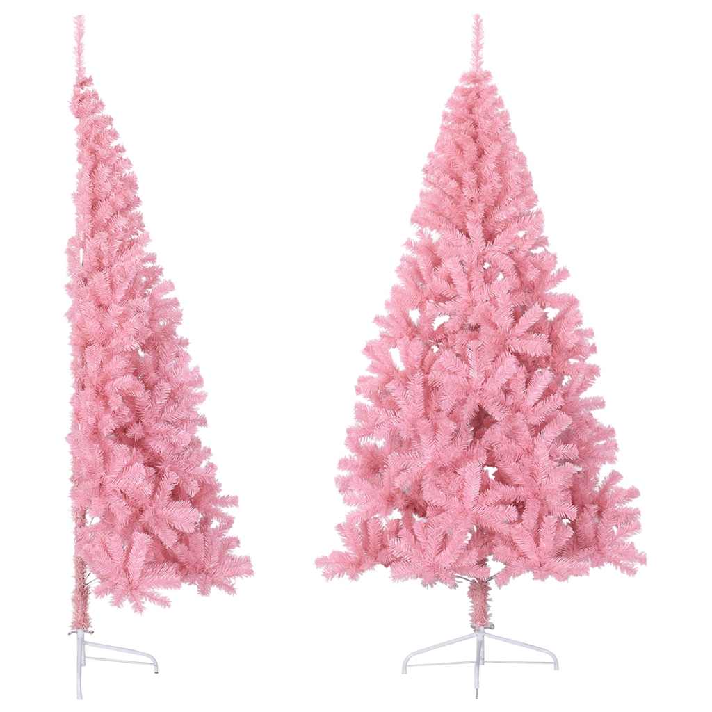Kunstkerstboom met standaard half 210 cm PVC roze is nu te koop bij PeponiXL, paradijselijk wonen!