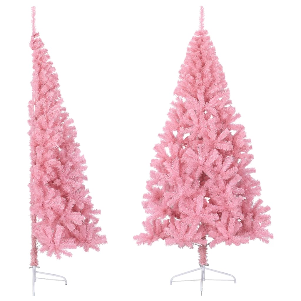 Kunstkerstboom met standaard half 210 cm PVC roze is nu te koop bij PeponiXL, paradijselijk wonen!