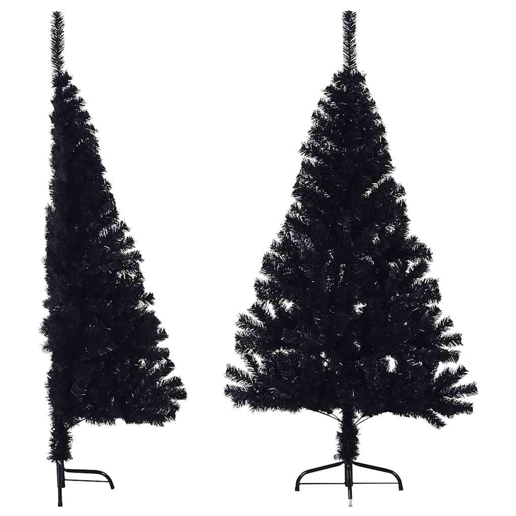 Kunstkerstboom met standaard half 150 cm PVC zwart is nu te koop bij PeponiXL, paradijselijk wonen!