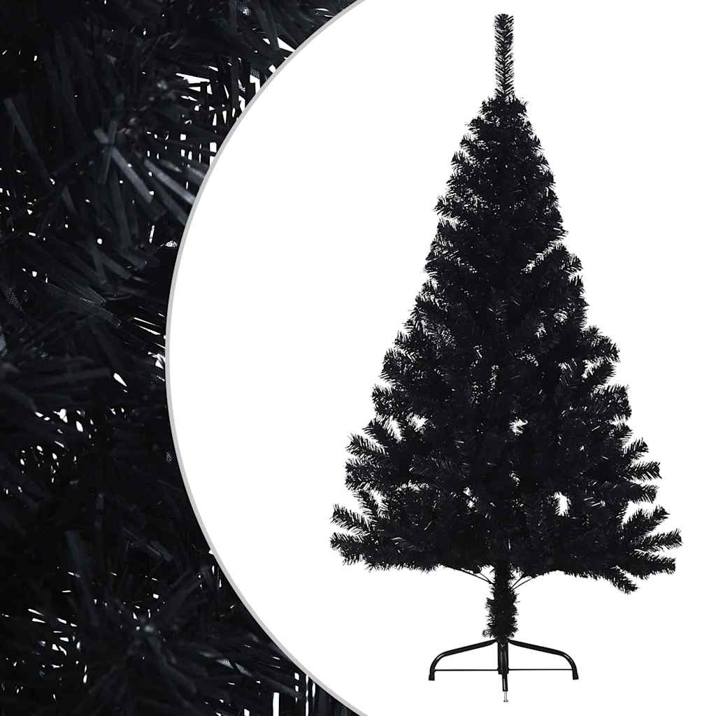 Kunstkerstboom met standaard half 150 cm PVC zwart is nu te koop bij PeponiXL, paradijselijk wonen!