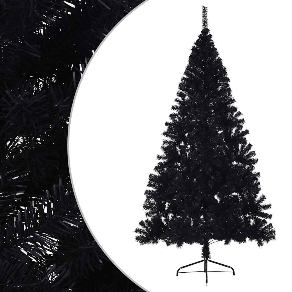 Kunstkerstboom met standaard half 180 cm PVC zwart is nu te koop bij PeponiXL, paradijselijk wonen!