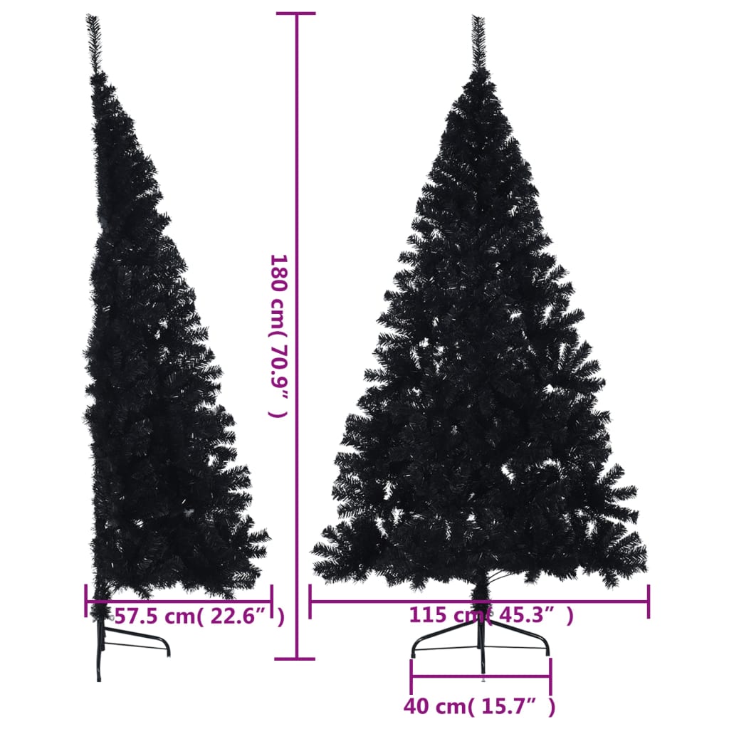 Kunstkerstboom met standaard half 180 cm PVC zwart is nu te koop bij PeponiXL, paradijselijk wonen!