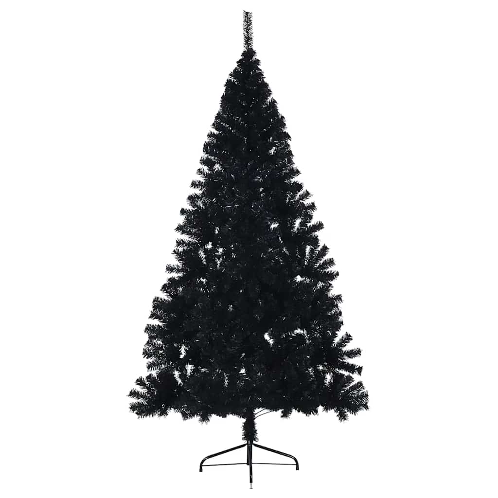 Kunstkerstboom met standaard half 210 cm PVC zwart