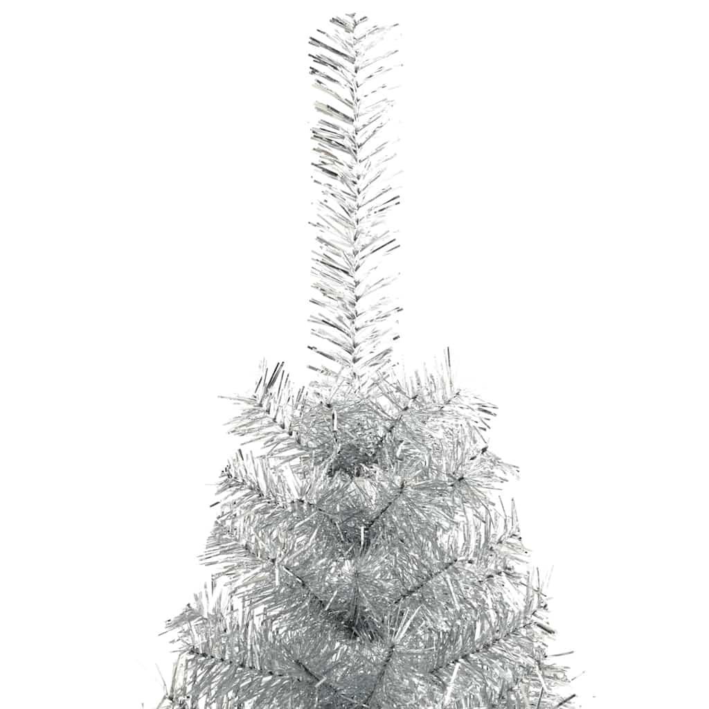 Kunstkerstboom half met standaard 210 cm PET zilverkleurig is nu te koop bij PeponiXL, paradijselijk wonen!