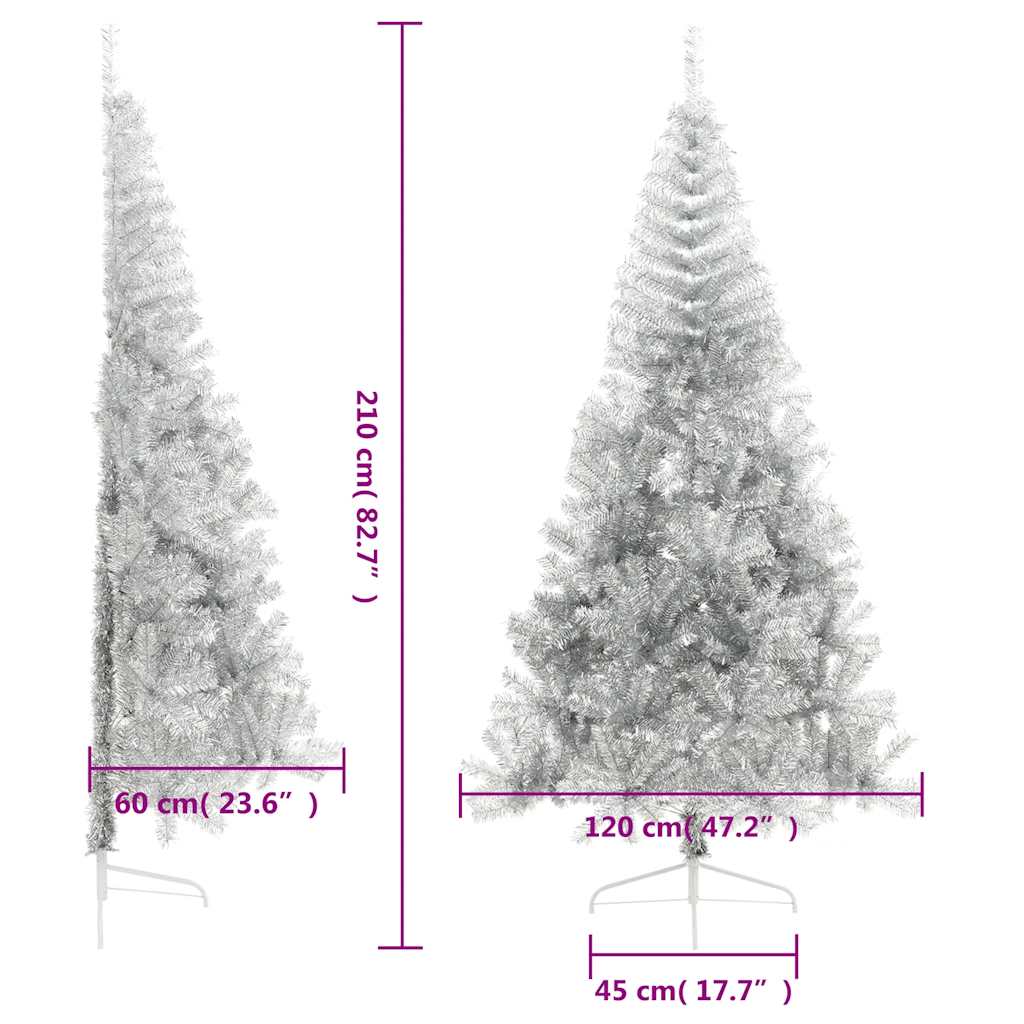 Kunstkerstboom half met standaard 210 cm PET zilverkleurig is nu te koop bij PeponiXL, paradijselijk wonen!