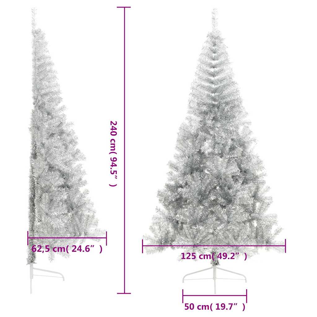 Kunstkerstboom half met standaard 240 cm PET zilverkleurig is nu te koop bij PeponiXL, paradijselijk wonen!