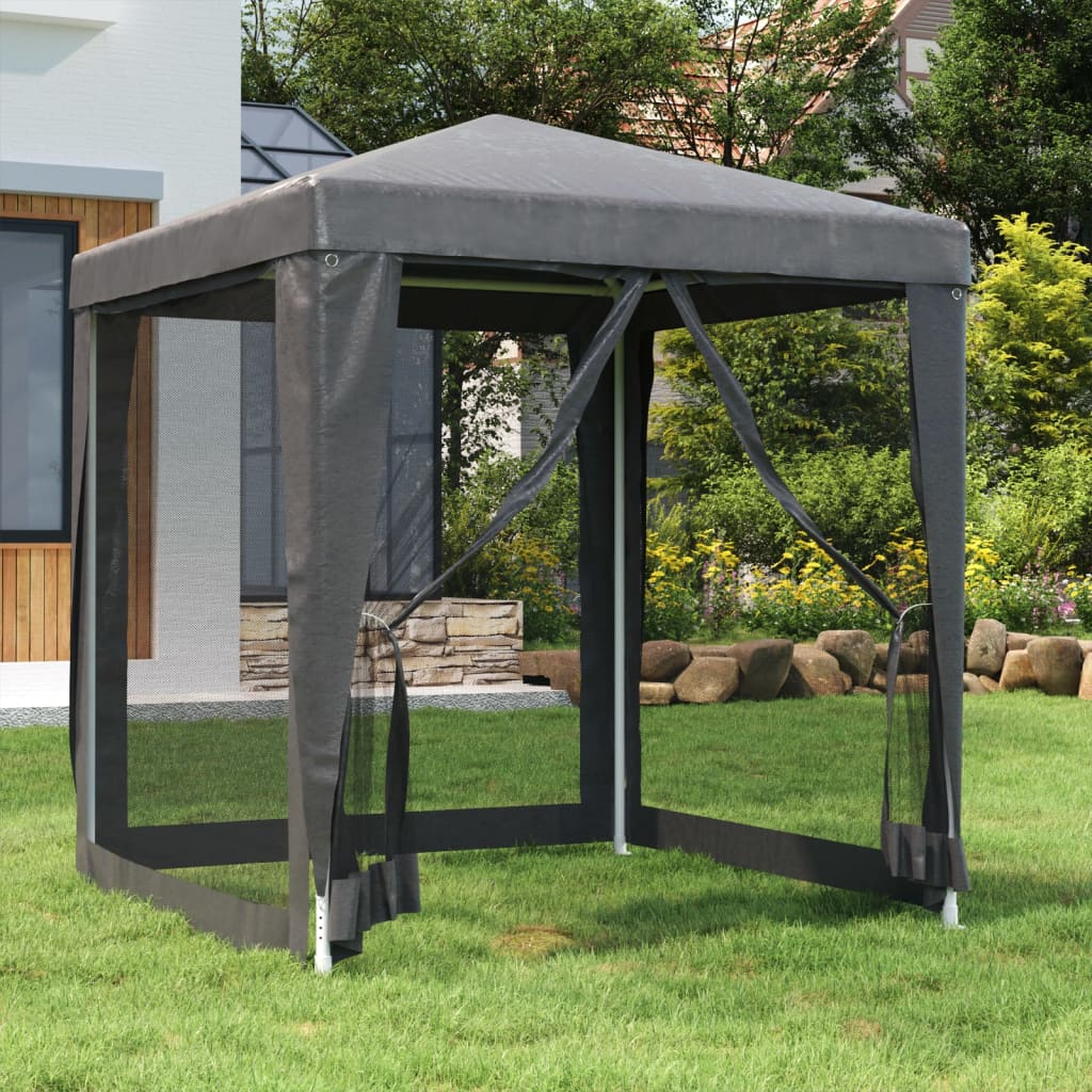 Partytent met 4 mesh zijwanden 2x2 m HDPE antracietkleurig is nu te koop bij PeponiXL, paradijselijk wonen!