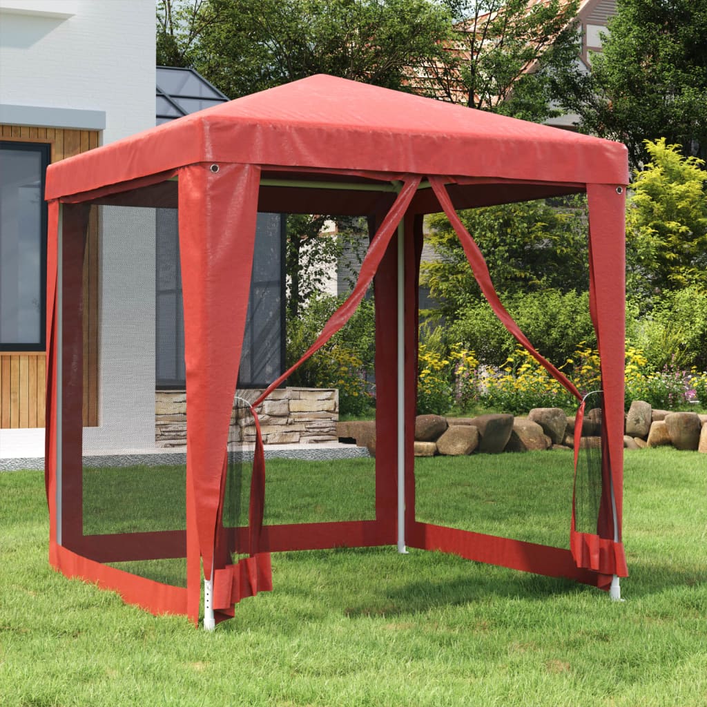 Partytent met 4 mesh zijwanden 2x2 m HDPE rood is nu te koop bij PeponiXL, paradijselijk wonen!