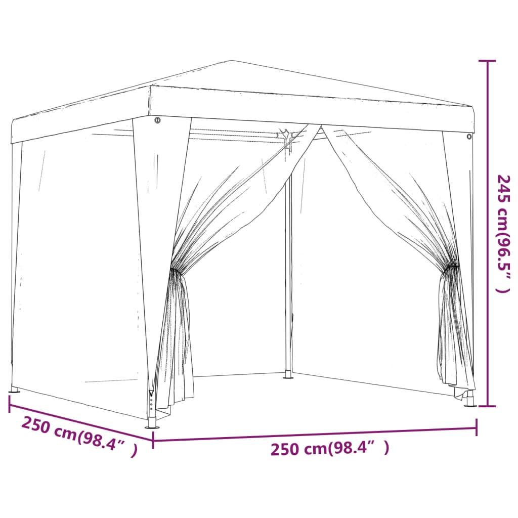 Partytent met 4 mesh zijwanden 2,5x2,5 m HDPE groen is nu te koop bij PeponiXL, paradijselijk wonen!