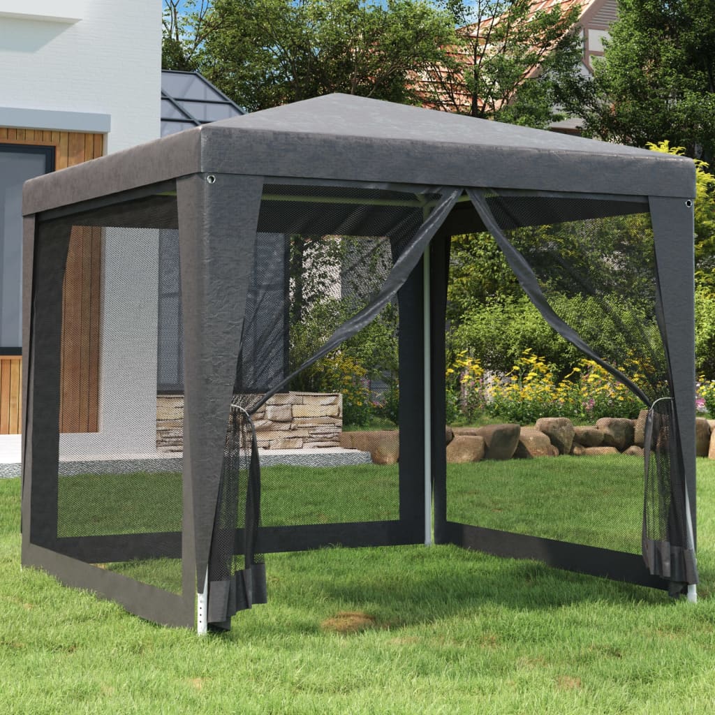Partytent met 4 mesh zijwanden 2,5x2,5 m HDPE antracietkleurig is nu te koop bij PeponiXL, paradijselijk wonen!