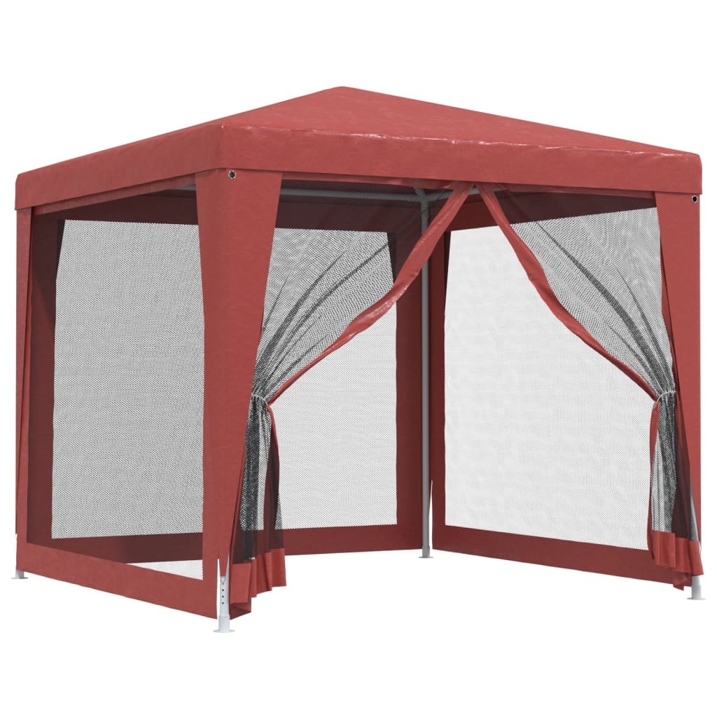 Partytent met 4 mesh zijwanden 2,5x2,5 m HDPE rood is nu te koop bij PeponiXL, paradijselijk wonen!