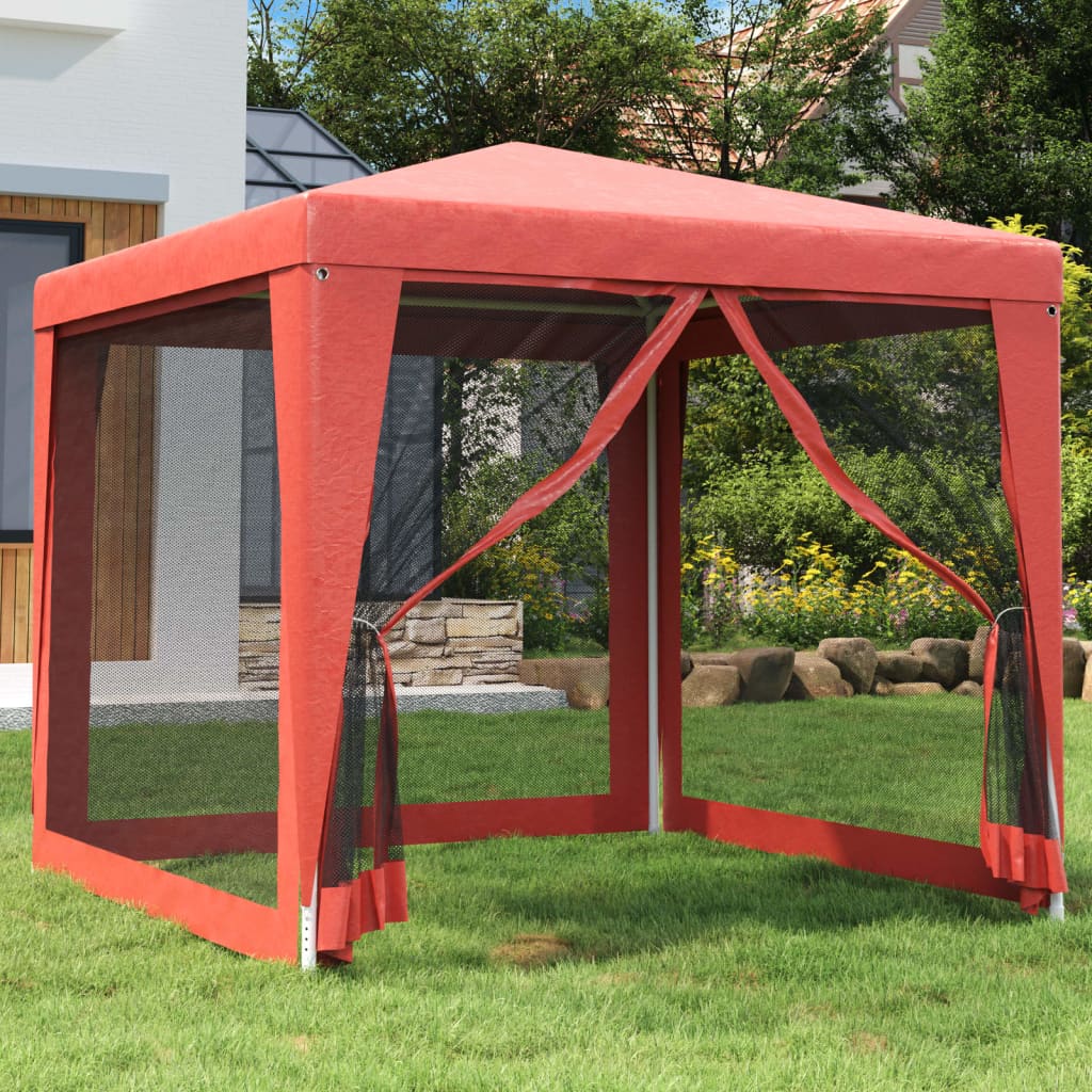 Partytent met 4 mesh zijwanden 2,5x2,5 m HDPE rood is nu te koop bij PeponiXL, paradijselijk wonen!