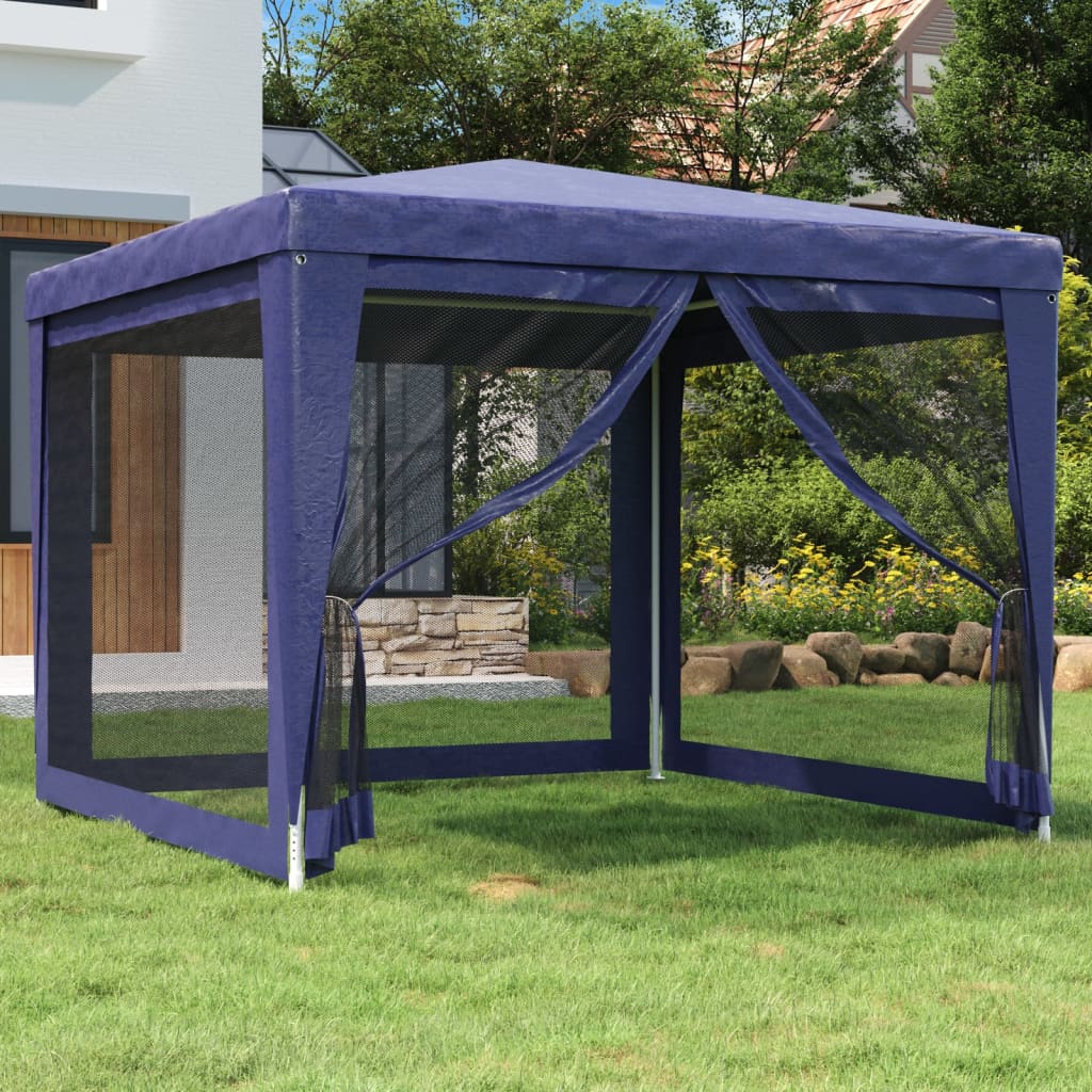 Partytent met 4 mesh zijwanden 3x3 m HDPE blauw is nu te koop bij PeponiXL, paradijselijk wonen!