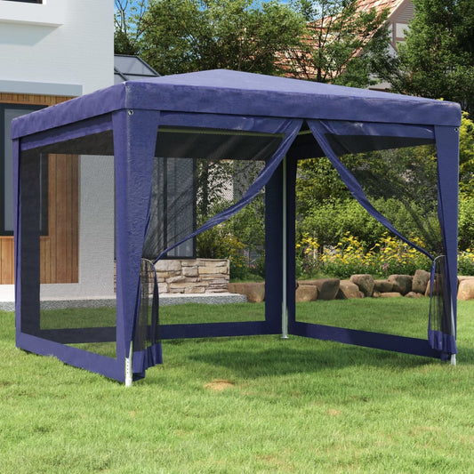 Partytent met 4 mesh zijwanden 3x3 m HDPE blauw is nu te koop bij PeponiXL, paradijselijk wonen!