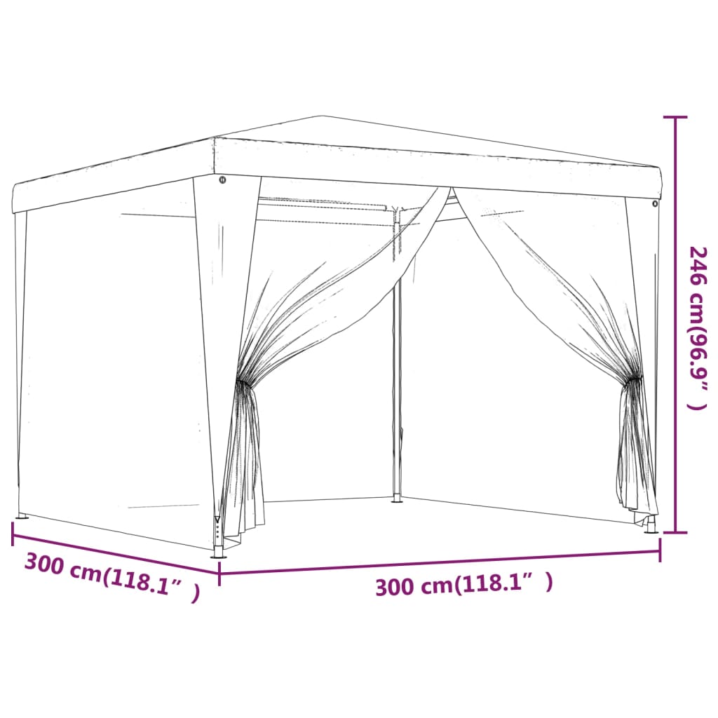 Partytent met 4 mesh zijwanden 3x3 m HDPE groen is nu te koop bij PeponiXL, paradijselijk wonen!