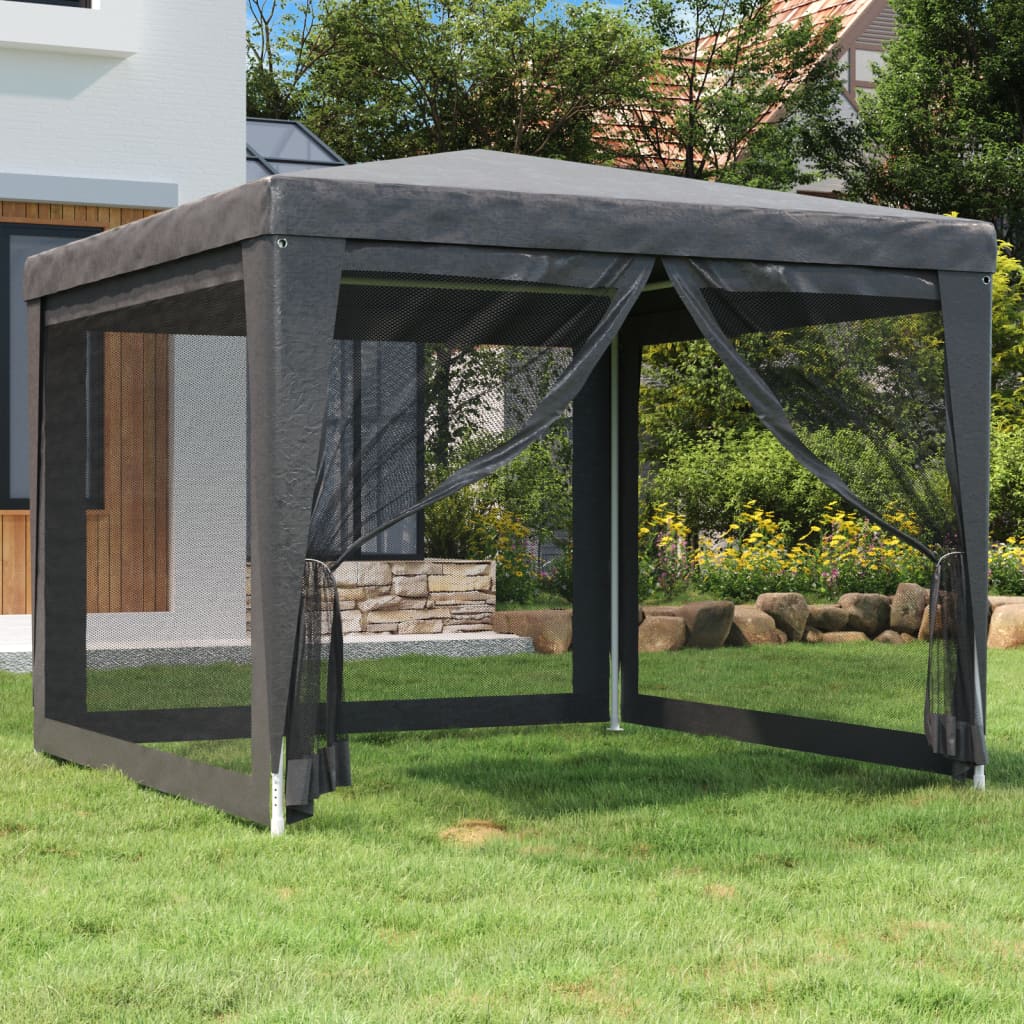 Partytent met 4 mesh zijwanden 3x3 m HDPE antracietkleurig is nu te koop bij PeponiXL, paradijselijk wonen!