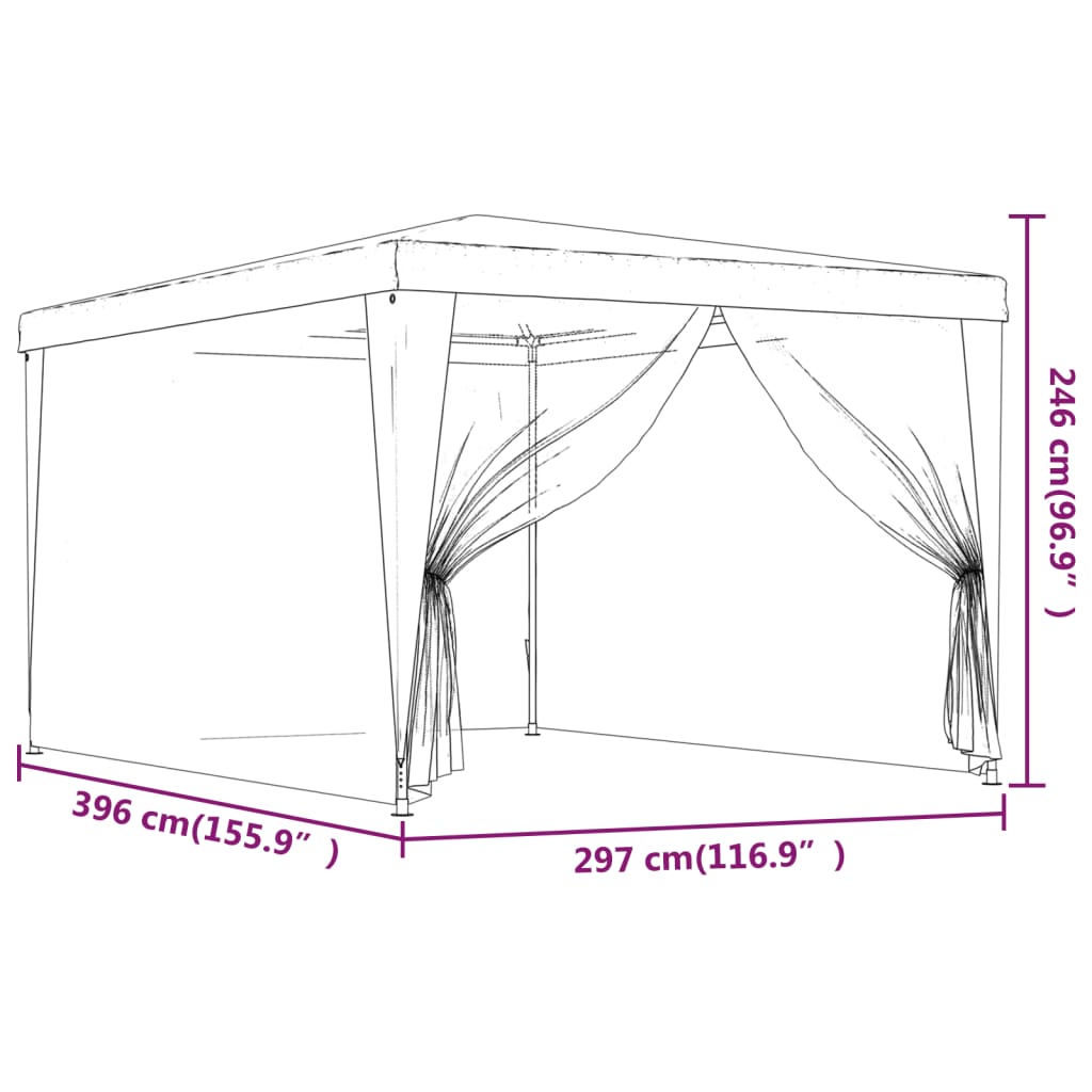 Partytent met 4 mesh zijwanden 3x4 m HDPE blauw is nu te koop bij PeponiXL, paradijselijk wonen!