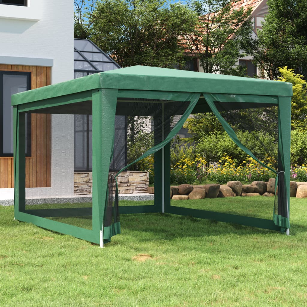 Partytent met 4 mesh zijwanden 3x4 m HDPE groen is nu te koop bij PeponiXL, paradijselijk wonen!