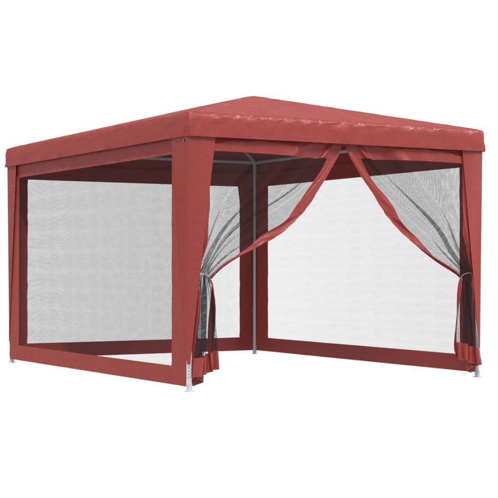 Partytent met 4 mesh zijwanden 3x4 m HDPE rood is nu te koop bij PeponiXL, paradijselijk wonen!