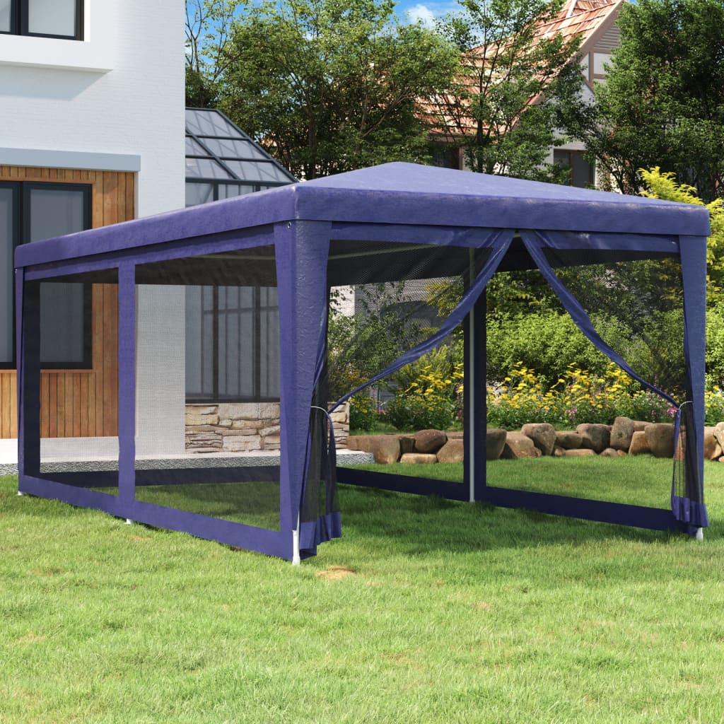 Partytent met 6 mesh zijwanden 3x6 m HDPE blauw is nu te koop bij PeponiXL, paradijselijk wonen!