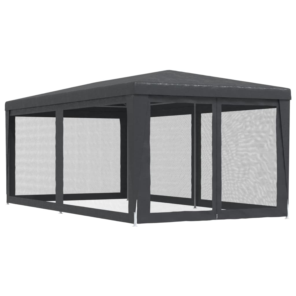 Partytent met 6 mesh zijwanden 3x6 m HDPE antracietkleurig is nu te koop bij PeponiXL, paradijselijk wonen!