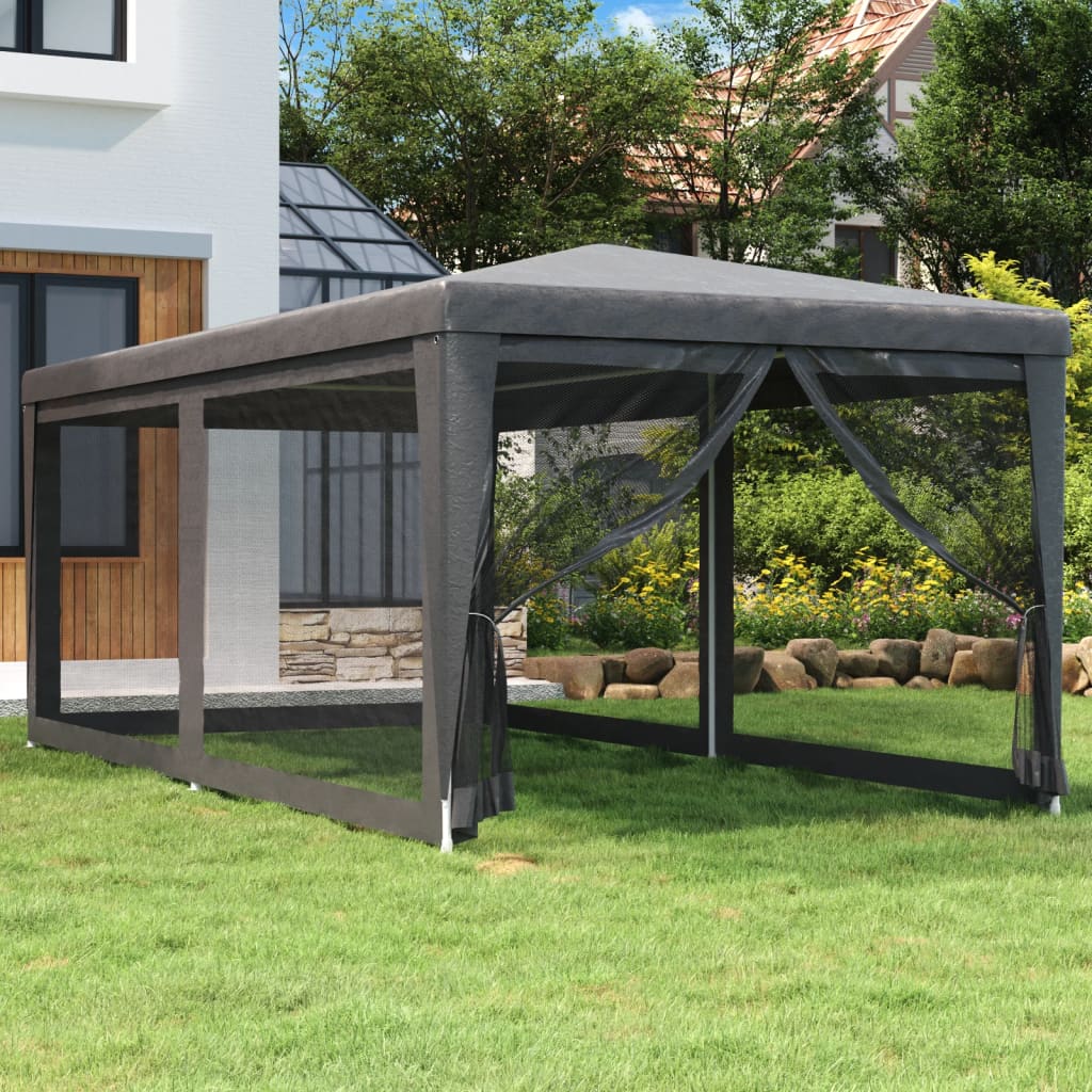 Partytent met 6 mesh zijwanden 3x6 m HDPE antracietkleurig is nu te koop bij PeponiXL, paradijselijk wonen!