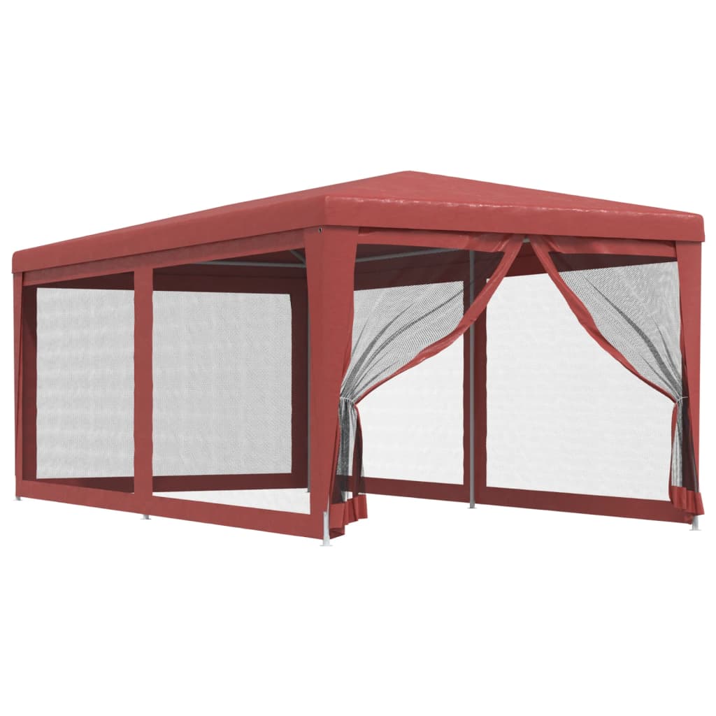 Partytent met 6 mesh zijwanden 3x6 m HDPE rood is nu te koop bij PeponiXL, paradijselijk wonen!