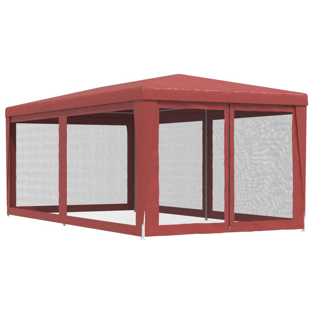 Partytent met 6 mesh zijwanden 3x6 m HDPE rood is nu te koop bij PeponiXL, paradijselijk wonen!