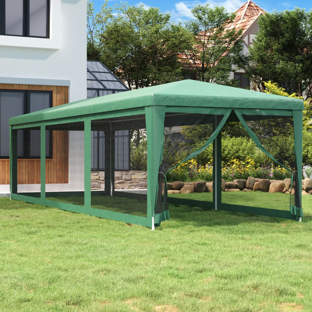 Partytent met 8 mesh zijwanden 3x9 m HDPE groen is nu te koop bij PeponiXL, paradijselijk wonen!