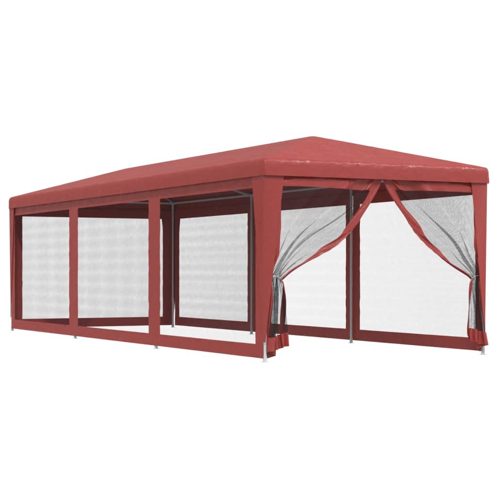 Partytent met 8 mesh zijwanden 3x9 m HDPE rood is nu te koop bij PeponiXL, paradijselijk wonen!