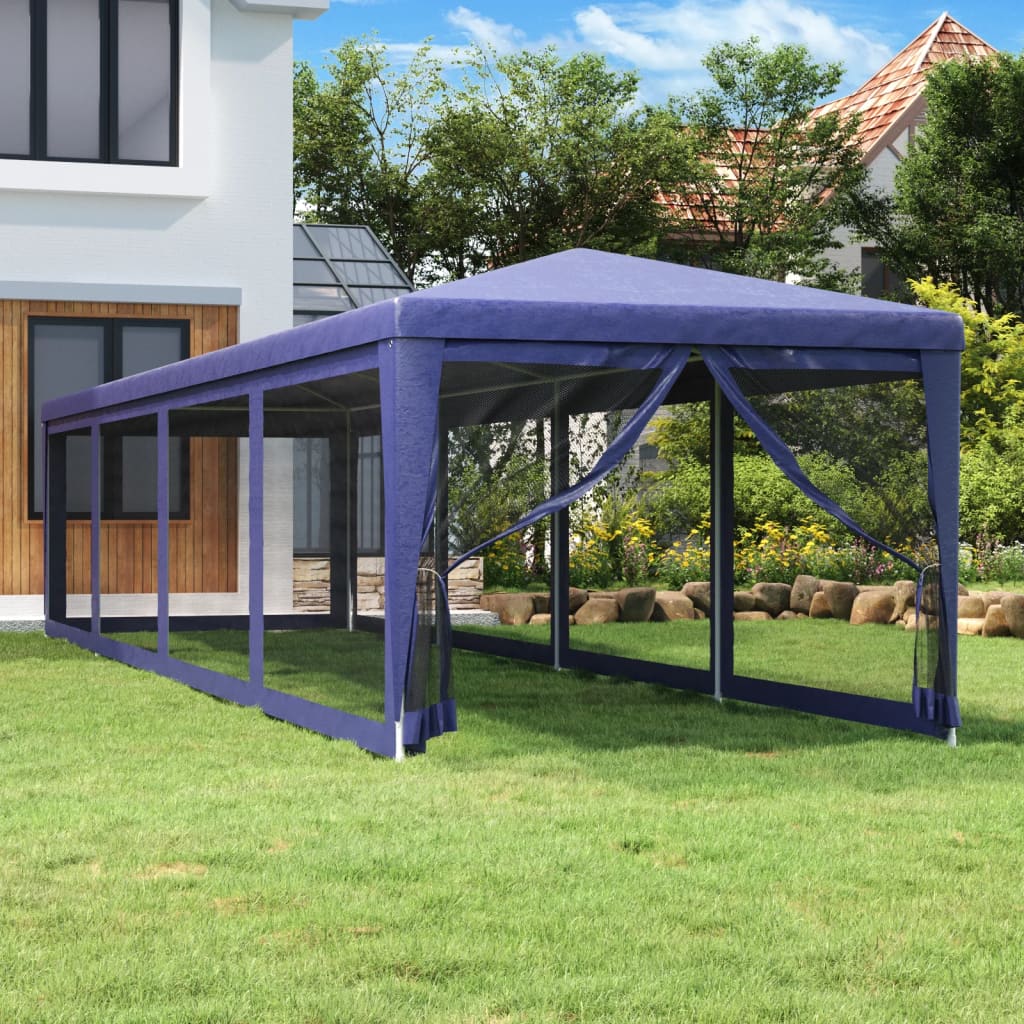 Partytent met 10 mesh zijwanden 3x12 m HDPE blauw is nu te koop bij PeponiXL, paradijselijk wonen!