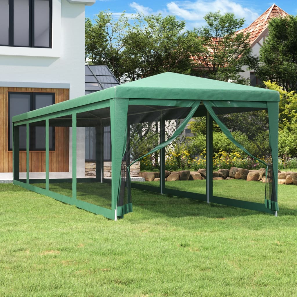 Partytent met 10 mesh zijwanden 3x12 m HDPE groen is nu te koop bij PeponiXL, paradijselijk wonen!