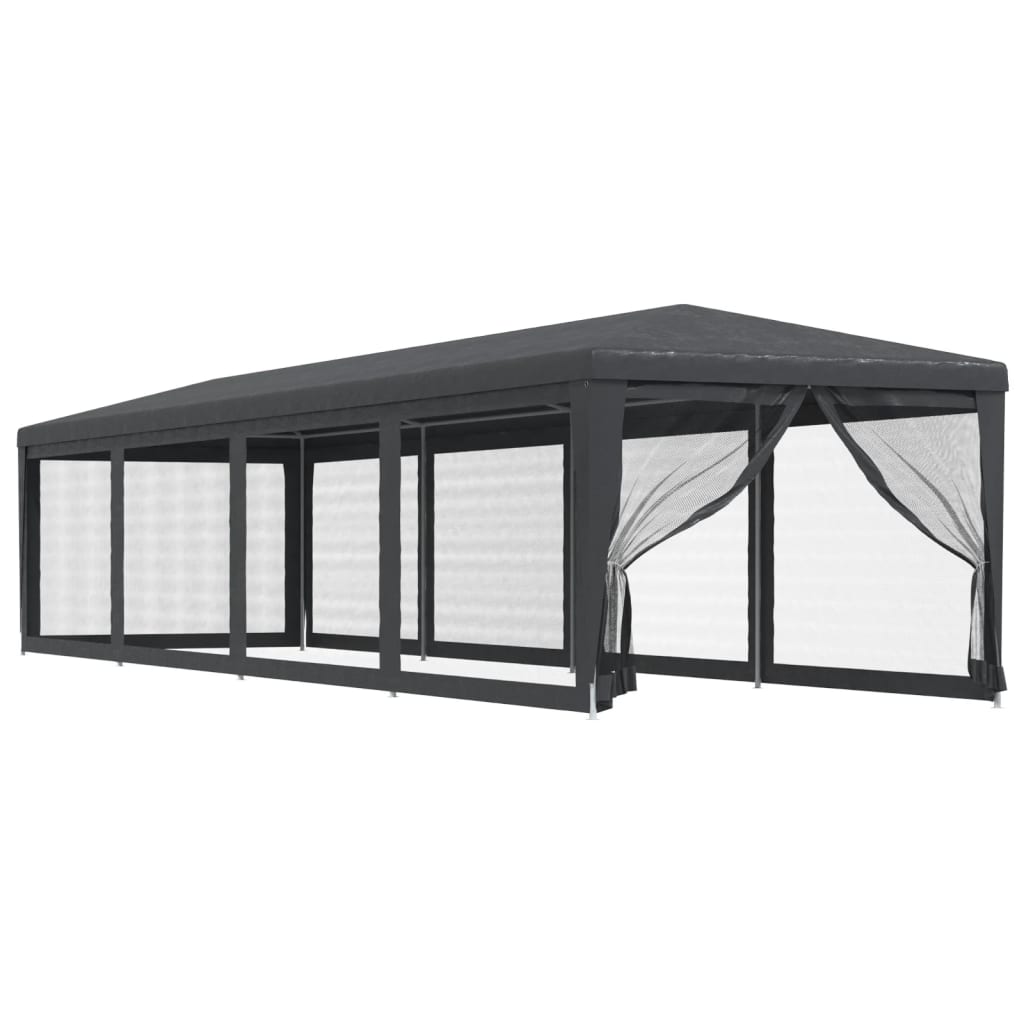 Partytent met 10 mesh zijwanden 3x12 m HDPE antracietkleurig is nu te koop bij PeponiXL, paradijselijk wonen!