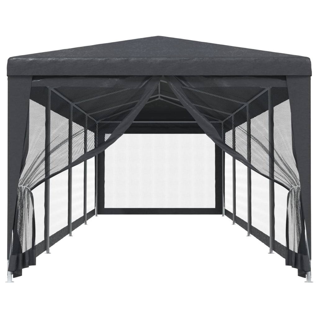 Partytent met 10 mesh zijwanden 3x12 m HDPE antracietkleurig is nu te koop bij PeponiXL, paradijselijk wonen!