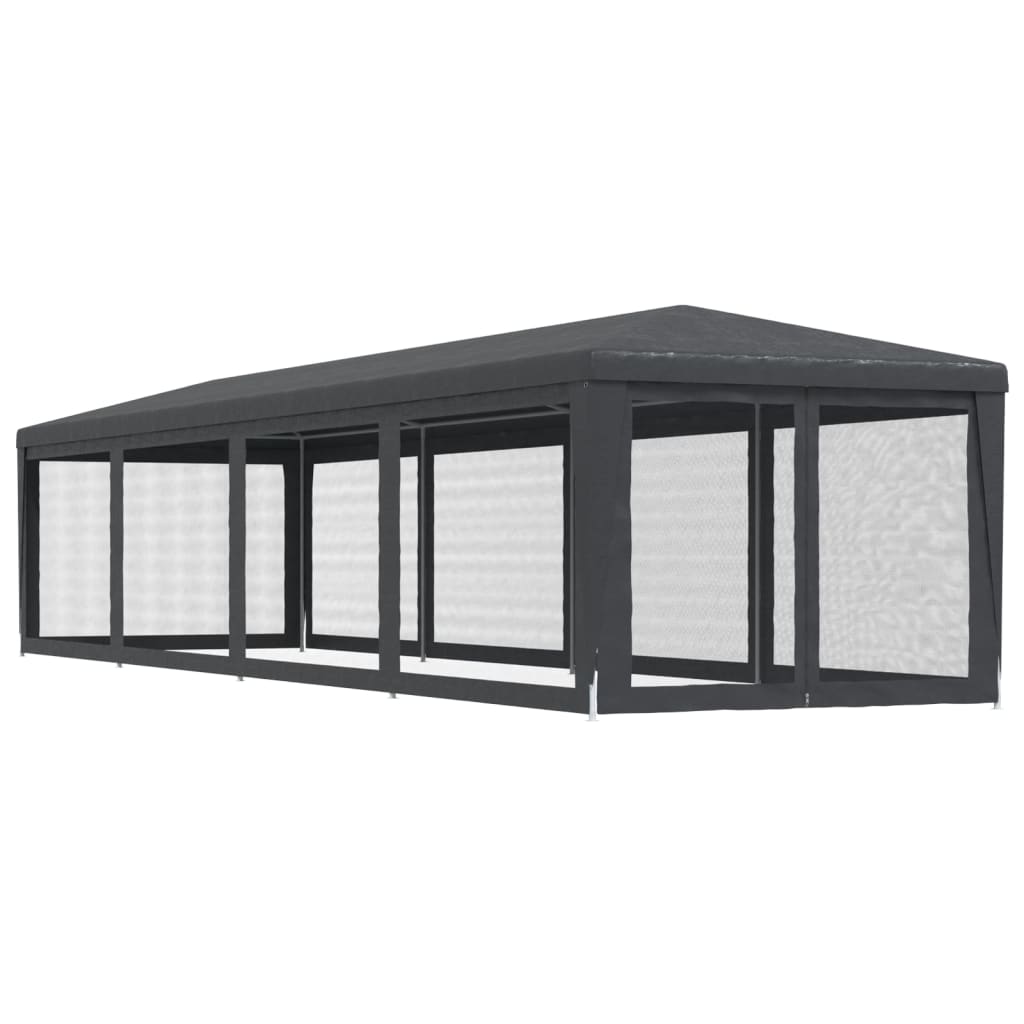 Partytent met 10 mesh zijwanden 3x12 m HDPE antracietkleurig is nu te koop bij PeponiXL, paradijselijk wonen!