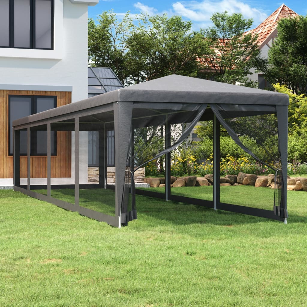 Partytent met 10 mesh zijwanden 3x12 m HDPE antracietkleurig is nu te koop bij PeponiXL, paradijselijk wonen!