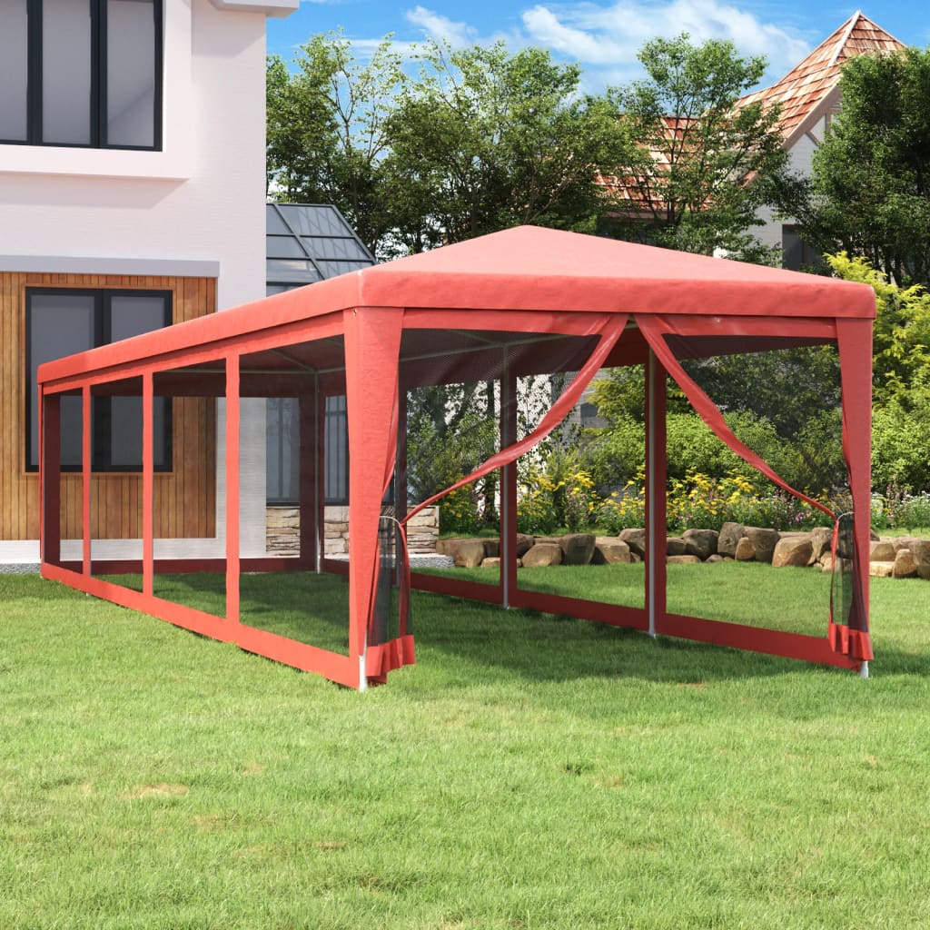 Partytent met 10 mesh zijwanden 3x12 m HDPE rood is nu te koop bij PeponiXL, paradijselijk wonen!