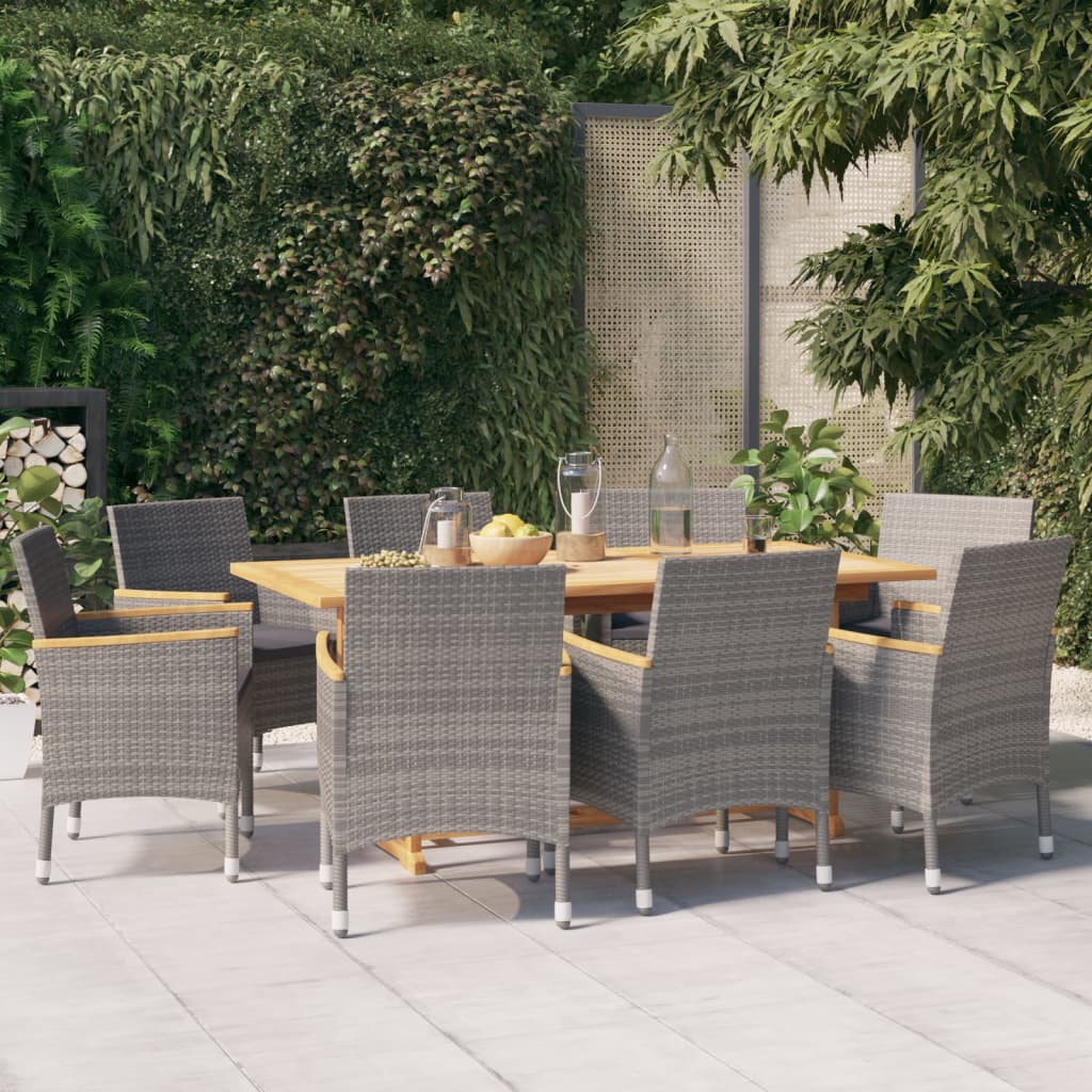9-delige Tuinset met kussens grijs is nu te koop bij PeponiXL, paradijselijk wonen!