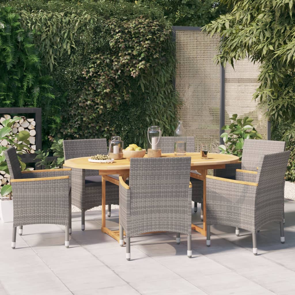 7-delige Tuinset met kussens grijs is nu te koop bij PeponiXL, paradijselijk wonen!