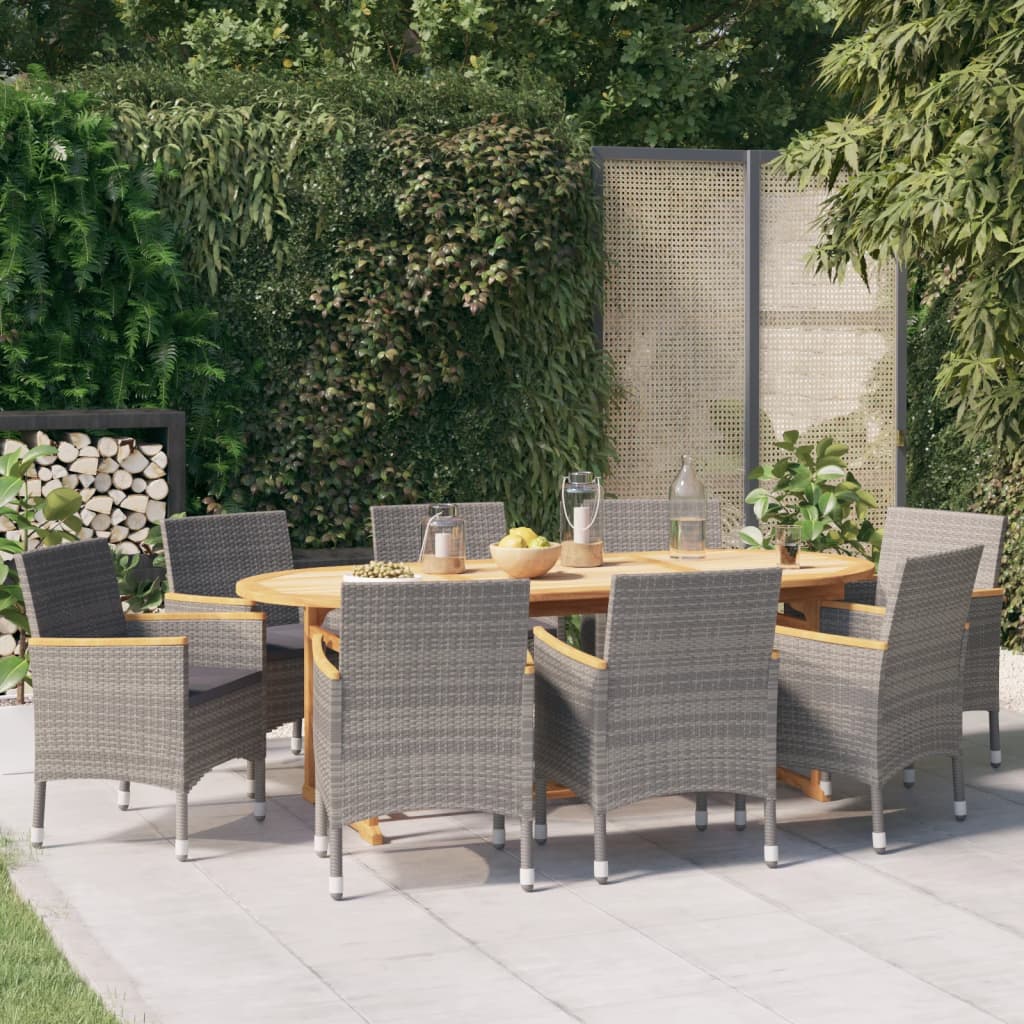 9-delige Tuinset met kussens grijs is nu te koop bij PeponiXL, paradijselijk wonen!