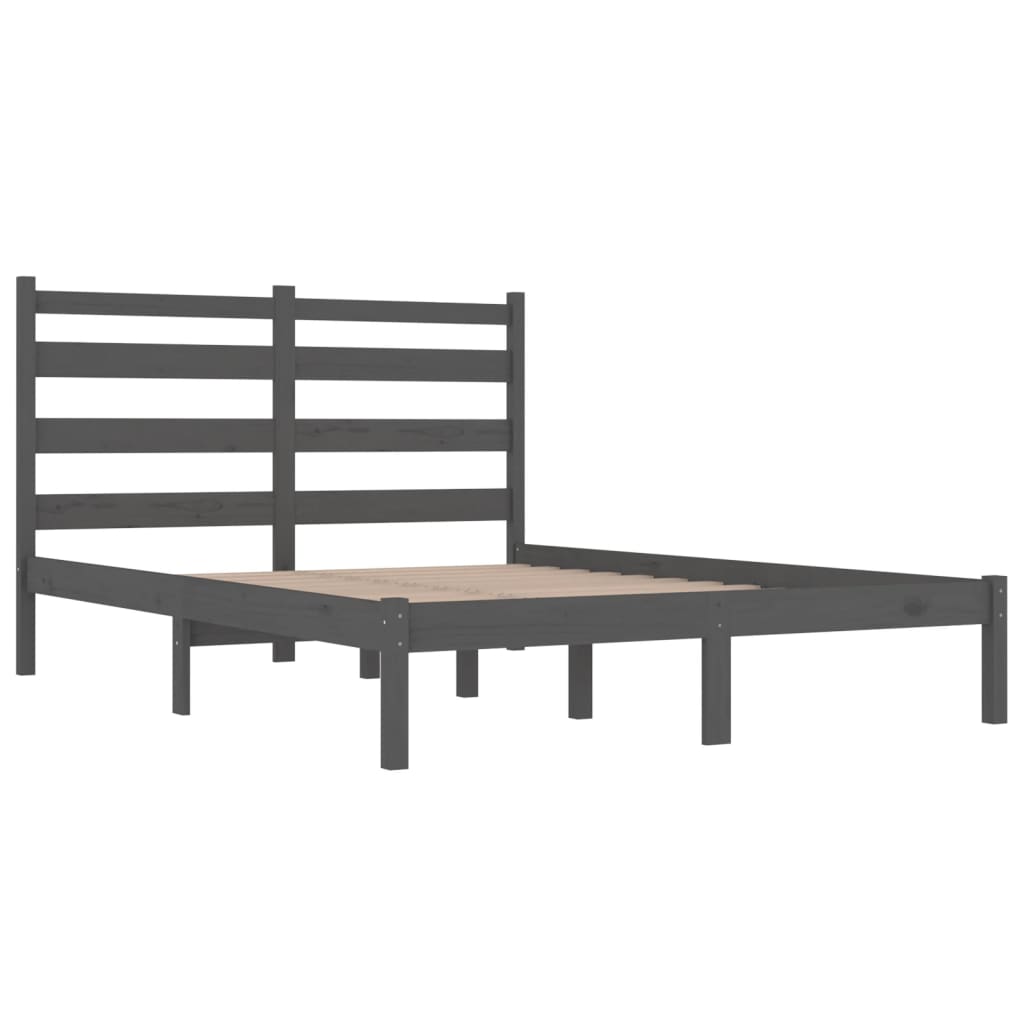 Bedframe massief grenenhout grijs 200x200 cm is nu te koop bij PeponiXL, paradijselijk wonen!