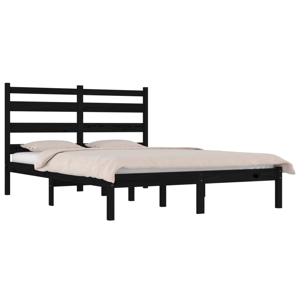 Bedframe massief grenenhout zwart 200x200 cm is nu te koop bij PeponiXL, paradijselijk wonen!