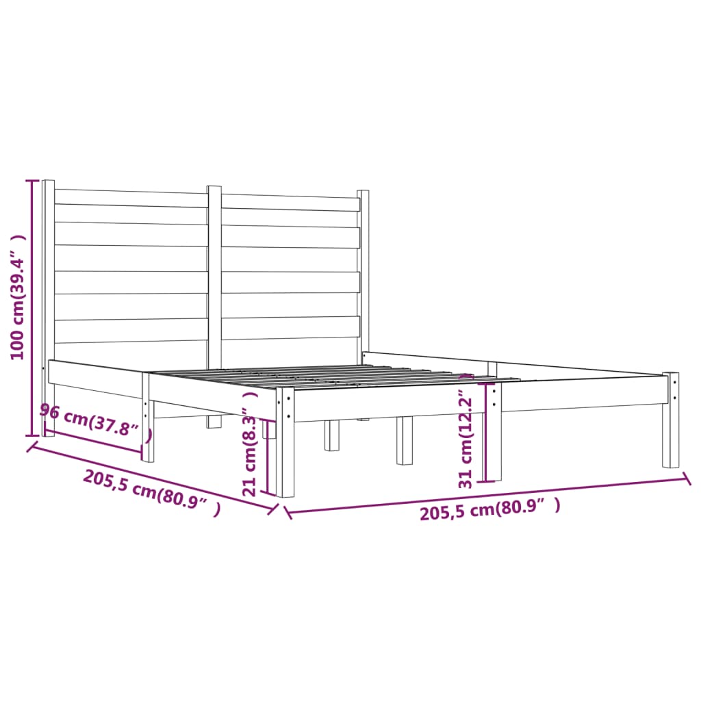 Bedframe massief grenenhout zwart 200x200 cm is nu te koop bij PeponiXL, paradijselijk wonen!